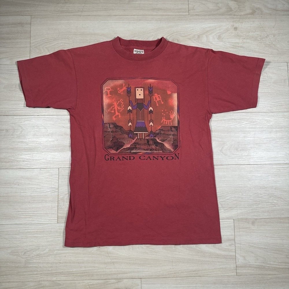 Vintage‎ Grand Canyon Shirt Mens Size Large Red Faded 90s National Park USA Made